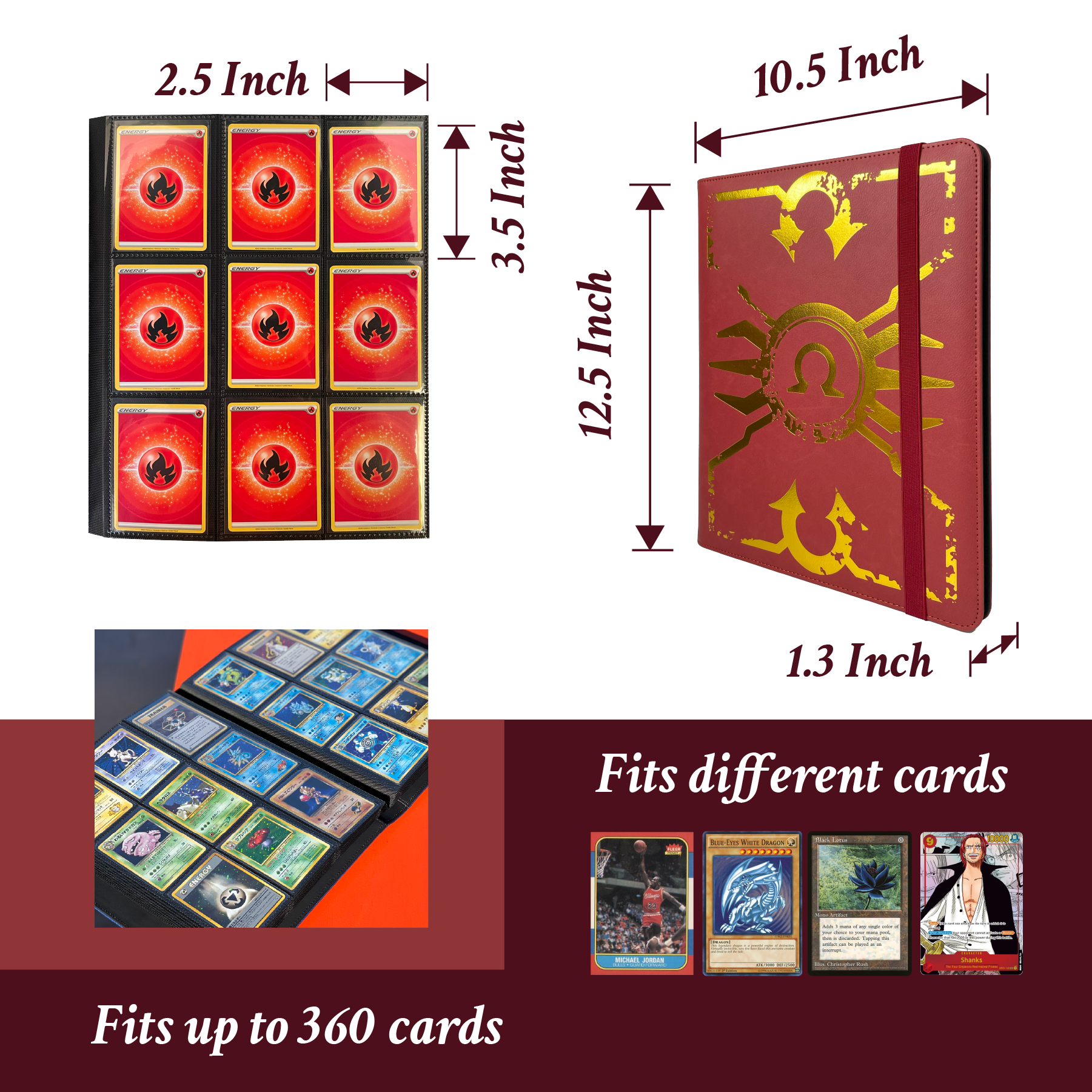 Carddict Card Binder for Trading Cards, 9-Pocket Side-Loading Pages, Holds 900 Cards, Ultra Premium binders for Baseball Card, Sports Game Card, MTG Carddict Card Binder for Trading Cards, 9-Pocket Side-Loading Pages, Holds 900 Cards, Ultra Premium binders for Baseball Card, Sports Game Card, MTG